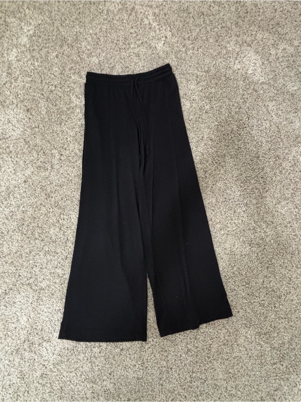 Black Wide-Leg Pull-On Track Pants